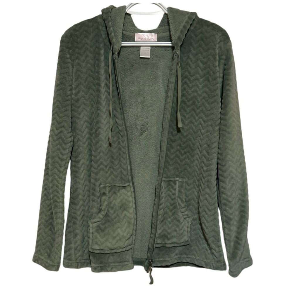 Stan Herman Women's Full Zip Sage Green Plush Fleece Hoodie Size M‎